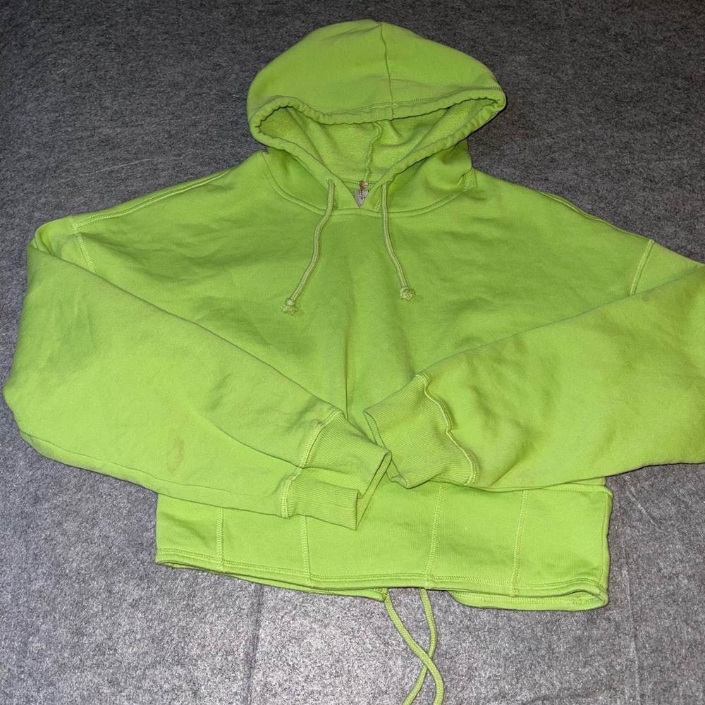 LA Hearts PacSun Cropped Hoodie Neon Green Women’s Large Lounge Y2K Streetwear